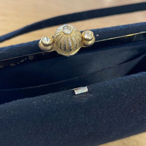 Bobbie Jerome Vintage 1950’s Womens Gold & Rhinestone Clasp Evening Clutch Purse - Picture 1 of 8